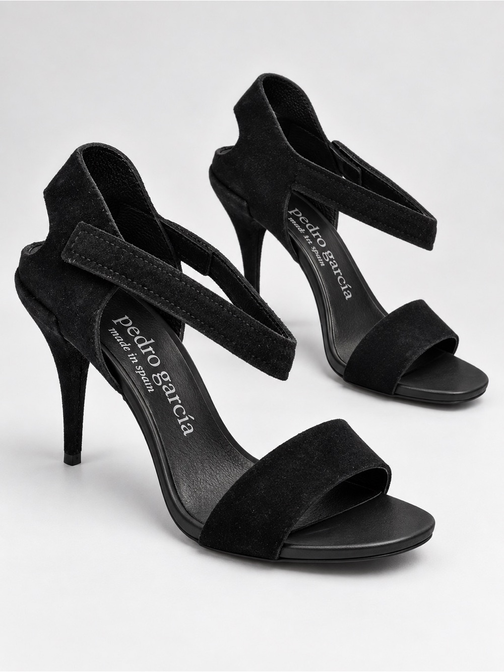 Pedro Garcia West Black Suede Strappy Heels Size 9.5 (EU 39.5)